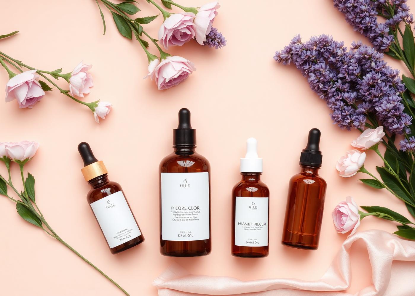 Flat lay of premium Faceflair hair and skincare products